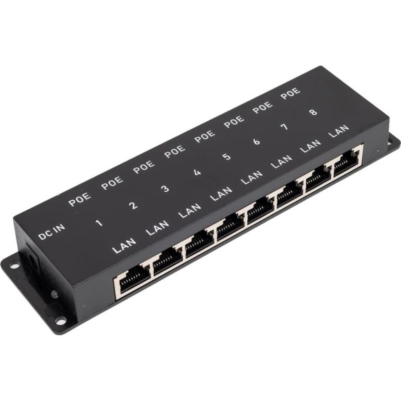 Пассивный PoE-инжектор OSNOVO Midspan-8/P Fast Ethernet на 8 портов. sct0947