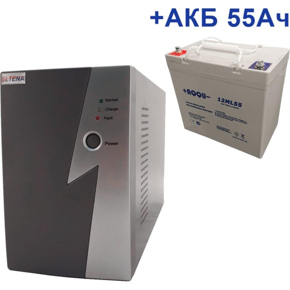 Комплект ИБП ELTENA Intelligent 500LT2 (300Вт) + АКБ AQQU 12ML55 (12В, 55Ач) I500LT2/12ML55 Комплект ИБП ELTENA Intelligent 500LT2 (300Вт) + АКБ AQQU 12ML55 (12В, 55Ач) I500LT2/12ML55
