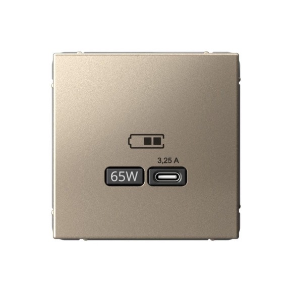 USB Розетка тип-С Systeme Electric ArtGallery Шампань 65Вт высокоскоростная зарядка QC, PD, механизм GAL000527