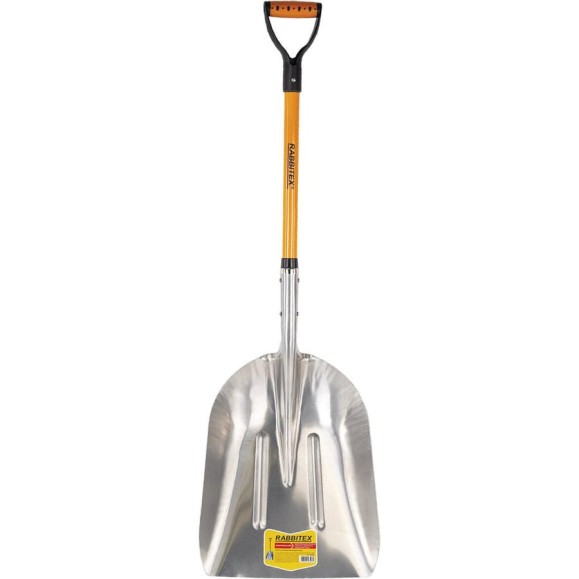 Лопата алюминиевая для снега RABBITEX 37х48см, L=120см стекловолокно V-ручка, fiberglass, 700486