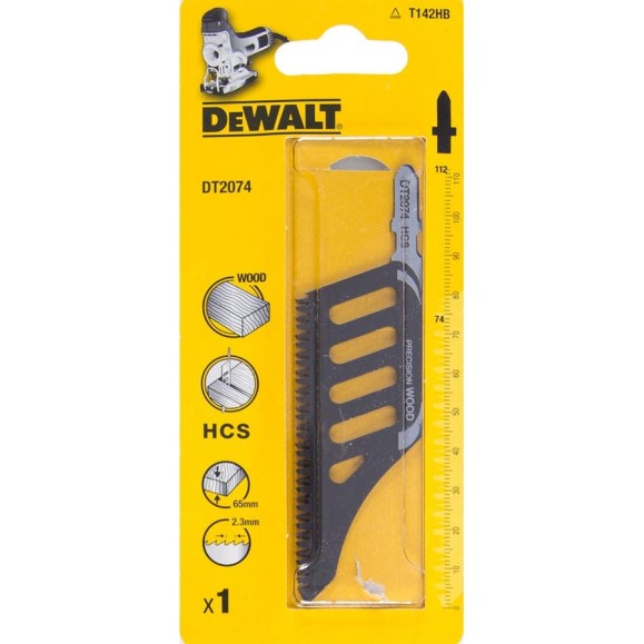Пилка для лобзика DEWALT DT2074, по дереву из высокоуглеродистой стали, HCS, 112 x 74 x 2.3 x 65 DT2074-QZ