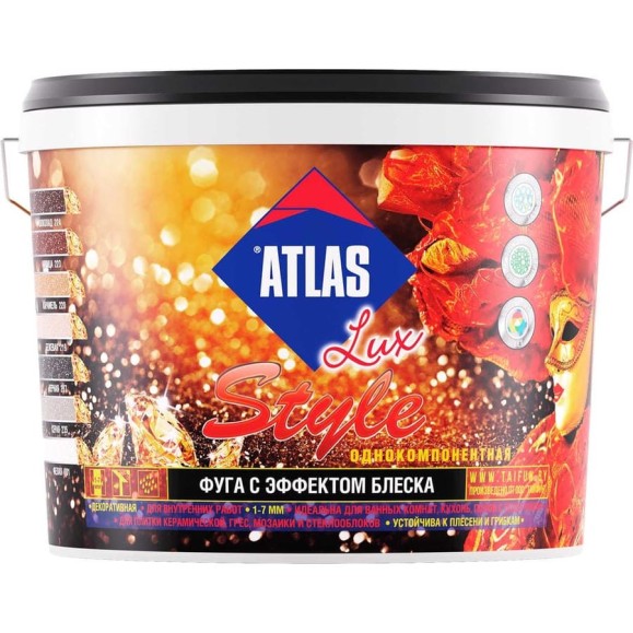 Затирка цементная Тайфун fuga atlas lux style № 237 черный с блесками, ведро 2кг LS237