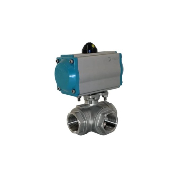 Кран шаровый трёхходовой NEWKEY T-тип, AISI316 DN20 (3/4), с двухсторонним пневмоприводом AT32D NK-BTt20/6*AT32D Кран шаровый трёхходовой NEWKEY T-тип, AISI316 DN20 (3/4), с двухсторонним пневмоприводом AT32D NK-BTt20/6*AT32D