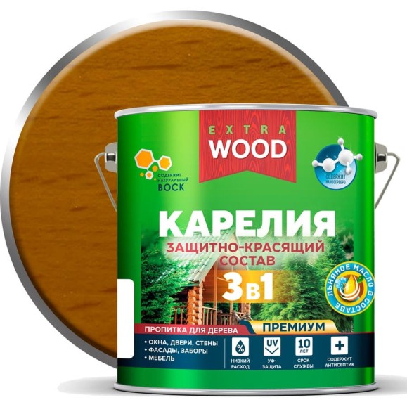 Защитно-красящий состав 3в1 для древесины FARBITEX Карелия Дуб, 2.7 л, WOOD EXTRA 4300016877 Защитно-красящий состав 3в1 для древесины FARBITEX Карелия Дуб, 2.7 л, WOOD EXTRA 4300016877