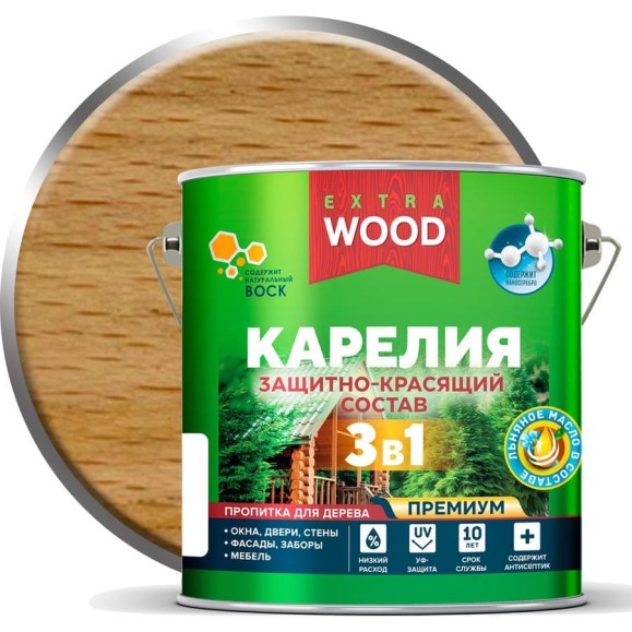 Защитно-красящий состав 3в1 для древесины FARBITEX Карелия Бесцветный, 2.7 л, WOOD EXTRA 4300016874 Защитно-красящий состав 3в1 для древесины FARBITEX Карелия Бесцветный, 2.7 л, WOOD EXTRA 4300016874