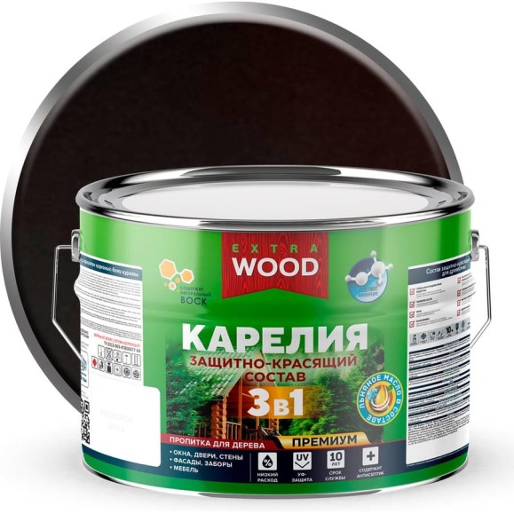 Защитно-красящий состав Farbitex 3в1 для древесины Карелия Палисандр (9 л) WOOD 4300016989 Защитно-красящий состав Farbitex 3в1 для древесины Карелия Палисандр (9 л) WOOD 4300016989