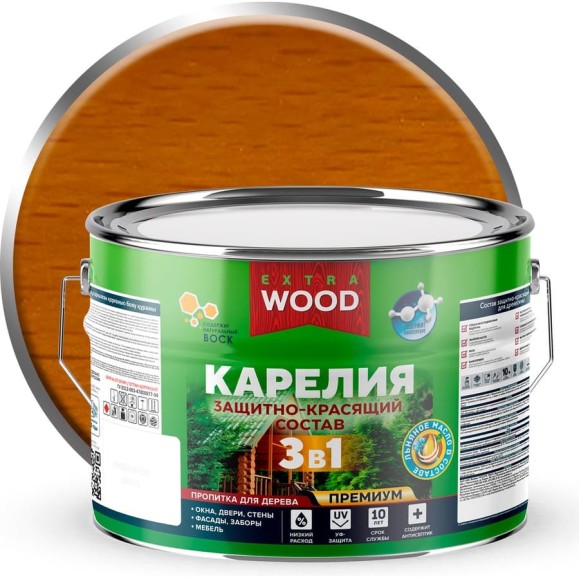 Защитно-красящий состав Farbitex 3в1 для древесины Карелия Калужница (9 л) WOOD 4300016982