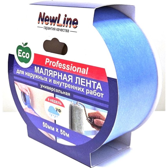 Малярная лента для наружных и внутренних работ 50 мм х 50 м, синяя NewLine 1071