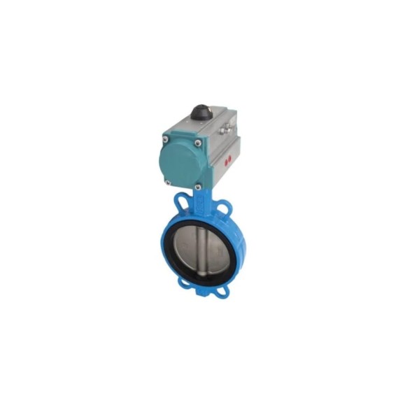 Затвор дисковый межфланцевый чугунный NEWKEY DN150 (6), с двусторонним пневмоприводом AT63D NK-DZi150*PPD63