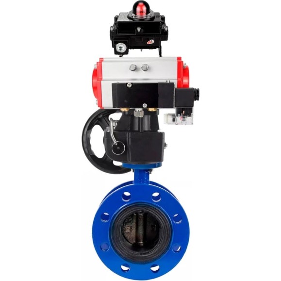 Затвор дисковый GGG40-304-EPDM-2W-F-H Ду200 Ру16, пневмопривод DA-140, пневмораспределитель 220VAC, БКВ LSB-410, ручной дублёр HDM-4 DN.ru D050-56414