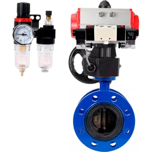 Затвор дисковый GGG40-304-EPDM-2W-F-H Ду200 Ру16, пневмопривод DA-140, пневмораспределитель (2EM) 220VAC, ручным дублером HDM-4, БПВ DN.ru D050-56713