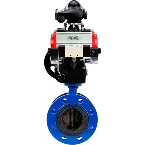 Затвор дисковый GGG40-304-EPDM-2W-F-H Ду50 Ру16, пневмопривод DA-105, пневмораспределитель (2EM) 220VAC, БКВ LSB-210, ручной дублёр HDM-3 DN.ru D050-56387
