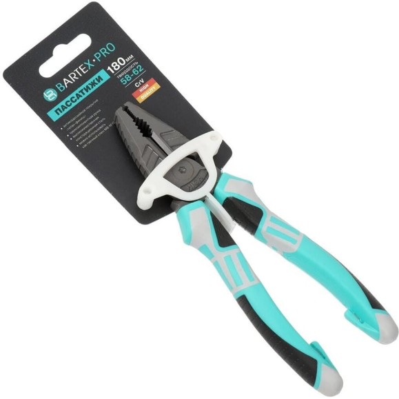 Пассатижи BARTEX 180 мм, прямые, трехкомпонентная ручка, сталь, Pro Nature Эко, TFCP007 359511 Пассатижи BARTEX 180 мм, прямые, трехкомпонентная ручка, сталь, Pro Nature Эко, TFCP007 359511