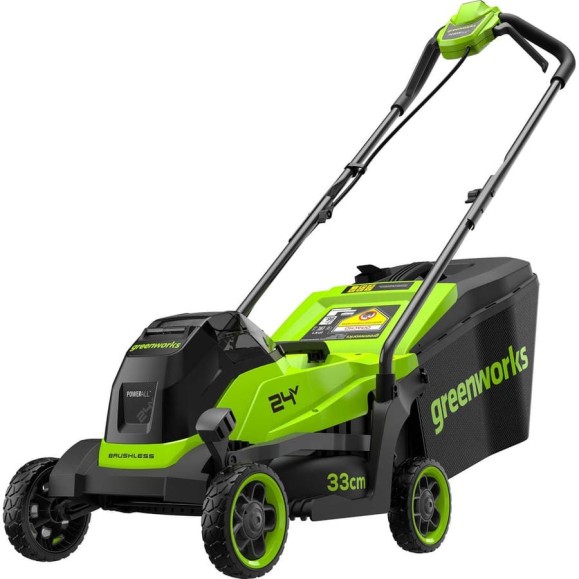 Газонокосилка аккумуляторная Greenworks 24V, 33 см, бесщеточная, c 1 АКБ 2Ач и ЗУ 2520607USB2