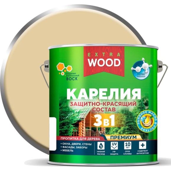 Защитно-красящий состав 3в1 для древесины FARBITEX Карелия Ваниль, 2.7 л, WOOD EXTRA 4300016875