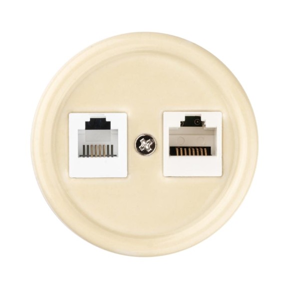 Розетка телефонная RJ11 + компьютерная RJ45 TDM ELECTRIC слоновая кость «Болонь» SQ1820-0352 Розетка телефонная RJ11 + компьютерная RJ45 TDM ELECTRIC слоновая кость «Болонь» SQ1820-0352