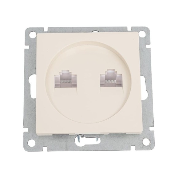 Компьютерная+телефонная розетка UNIVersal серия афина, с/у, 1а, rj45, rj12, слоновая кость ivory еврослот A0052-I
