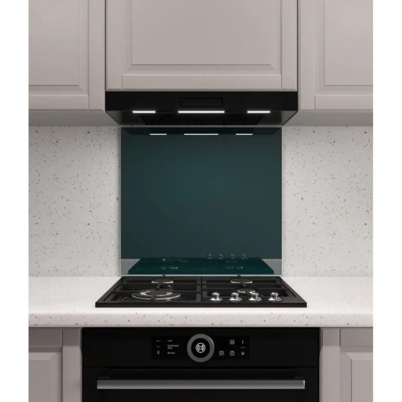 Защитный экран Normand 600х500х4 мм, RAL6004, из закаленного стекла, на кухонный фартук, для плиты от брызг, 136-300
