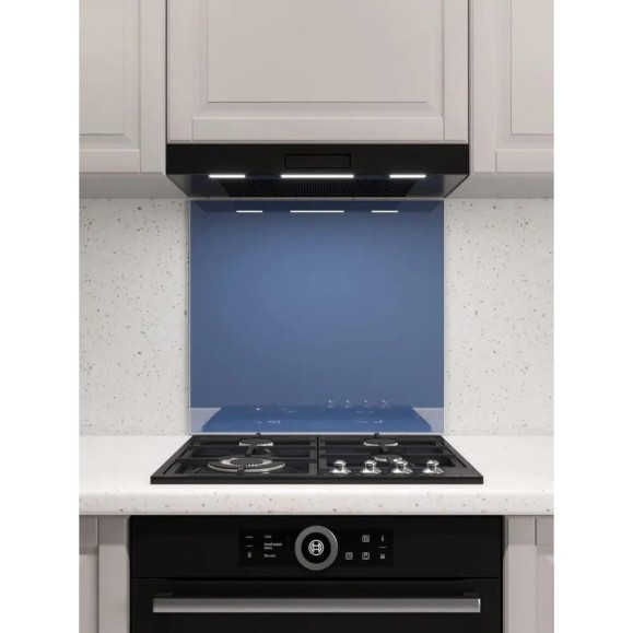Защитный экран Normand 600х500х4 мм, RAL 5023, из закаленного стекла, на кухонный фартук, для плиты от брызг, 136-331