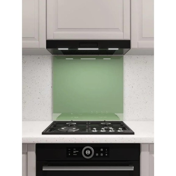 Защитный экран Normand 600х500х4 мм, RAL 6021, из закаленного стекла, на кухонный фартук, для плиты от брызг, 136-348