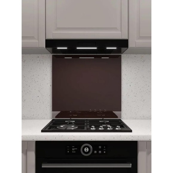 Защитный экран Normand 600х500х4 мм, RAL 8017, из закаленного стекла, на кухонный фартук, для плиты от брызг, 134-115