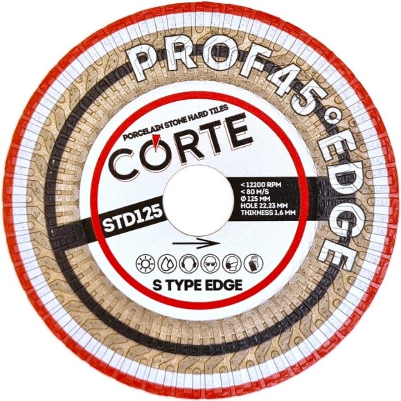 Диск алмазный для УШМ CORTE 22.2 мм 125х1.6х25 мм S TYPE EDGE STD125 Диск алмазный для УШМ CORTE 22.2 мм 125х1.6х25 мм S TYPE EDGE STD125