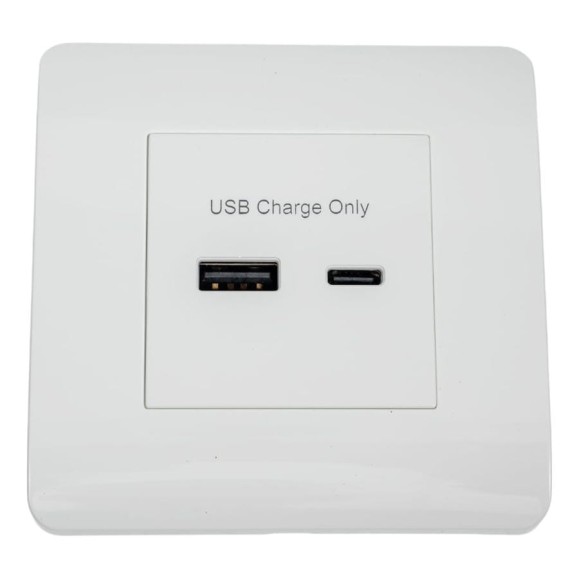 Розетка CHINT USB NEW3-E тип A+C 5В/2.1А белый 431551