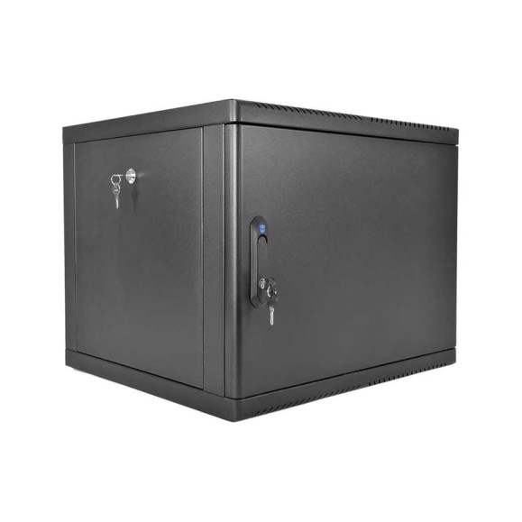 Шкаф ЦМО 19 телеком навесной разборный 9U (600 × 650) съемные стенки, дверь металл, чёрный ШРН-М-9.650.1-9005