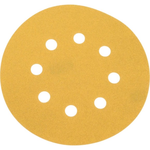 Шлифовальный круг Vitatools 125 мм Р320, 8 отверстий, желтый G-125-P320-8