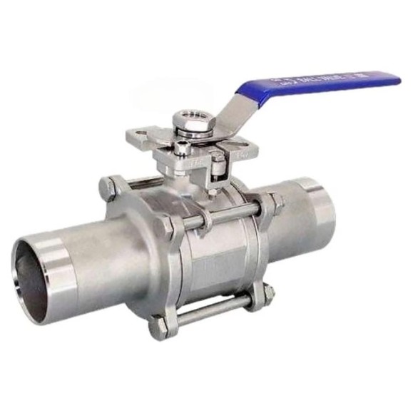 Кран шаровой DN.ru 304-304-PTFE-W-ISO-H Ду40 Ру40 полнопроходной, 3-составной, под приварку, с рукояткой D160-53629