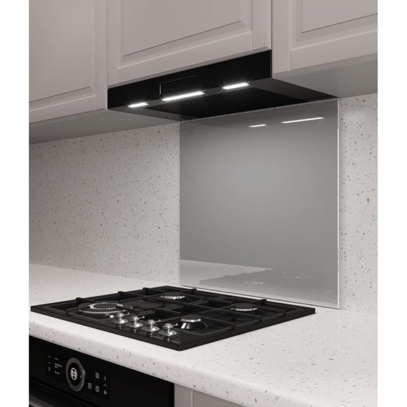 Защитный экран Normand 600х500х4 мм, RAL 9006, из закаленного стекла, на кухонный фартук, для плиты от брызг, 134-191