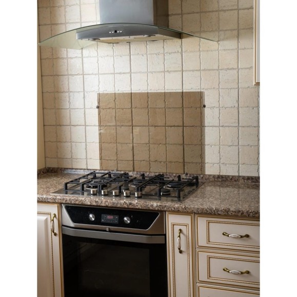 Защитный экран Normand 600х500х4 мм, бронзовый, из закаленного стекла, на кухонный фартук, для плиты от брызг 342-677