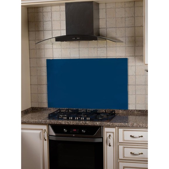 Защитный экран Normand 500х1200х4 мм, RAL 5023, из закаленного стекла, на кухонный фартук, для плиты от брызг, 105-422