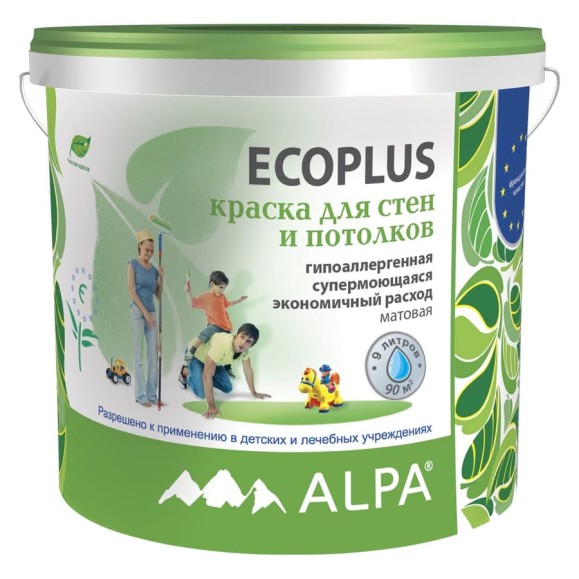 Краска акриловая экологичная ALPA ECOPLUS 9л/14.4 кг 3488570011034 Краска акриловая экологичная ALPA ECOPLUS 9л/14.4 кг 3488570011034