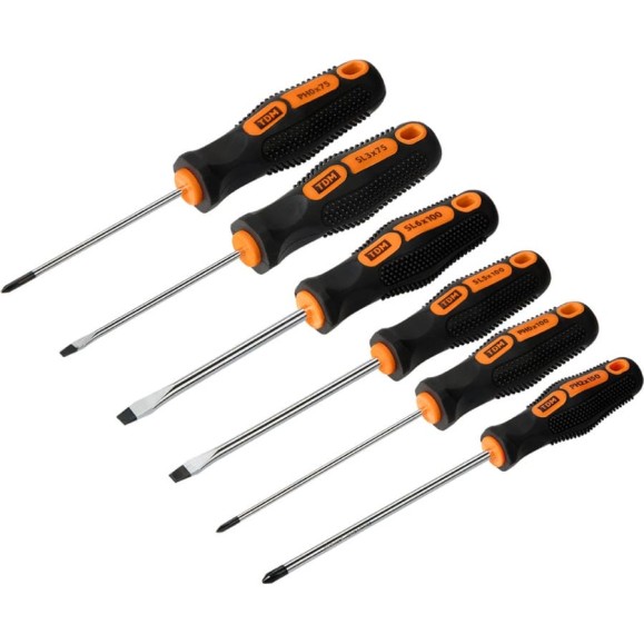 Набор отверток TDM ELECTRIC 6 штук SL:3x75;5x100;6x150, PH:0х75;1x100;2x150 серия Набор отверток TDM ELECTRIC 6 штук SL:3x75;5x100;6x150, PH:0х75;1x100;2x150 серия