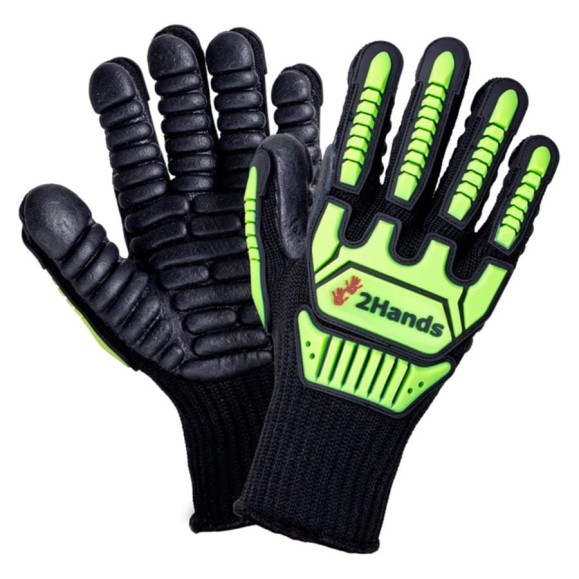 Перчатки 2Hands 5301 р-р 9, полиэстер 7G/ латексное антивибрационное покрытие, защита от удара TPR 5301- 9