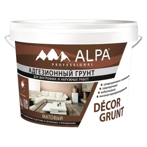 Адгезионный грунт для внутренних и наружных работ ALPA DÉCOR GRUNT 15 кг 3488570026908 Адгезионный грунт для внутренних и наружных работ ALPA DÉCOR GRUNT 15 кг 3488570026908