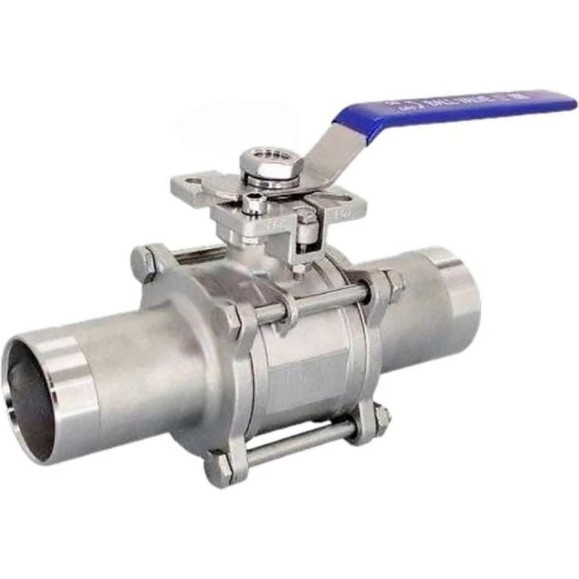 Кран шаровой DN.ru 304-304-PTFE-W-ISO-H Ду125 Ру16 полнопроходной, 3-составной, под приварку, с рукояткой D160-53634