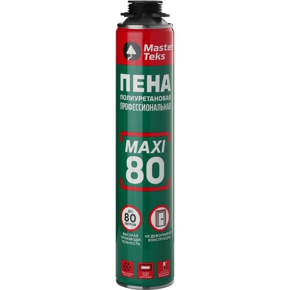 Профессиональная монтажная пена с увеличенным выходом MASTERTEKS 80 Pro, 890 мл 279680