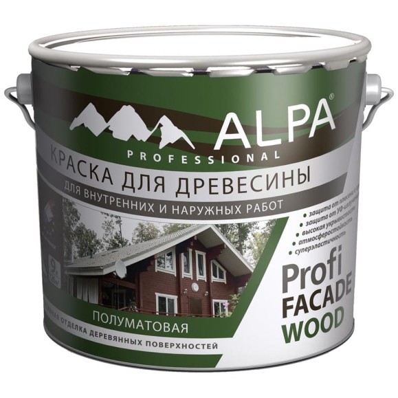 Краска ALPA Profi FACADE WOOD база А 0,9 л (1,1 кг) 3488570013298