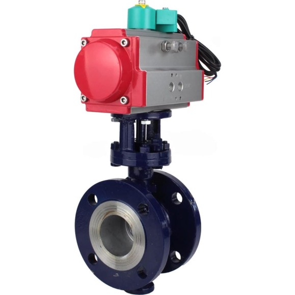 Затвор дисковый DN.ru с тройным эксцентриком WCB-316-M-F-ISO Ду65 Ру25, пневмопривод DA-083, магнитный переключатель МППП-200 D050-86572