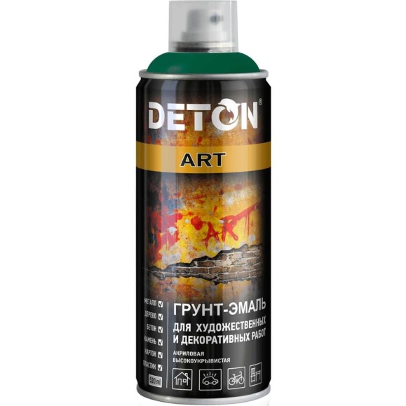 Грунт-эмаль для художественных и декоративных работ Deton, Green, аэрозоль 520 мл DTN-A53114