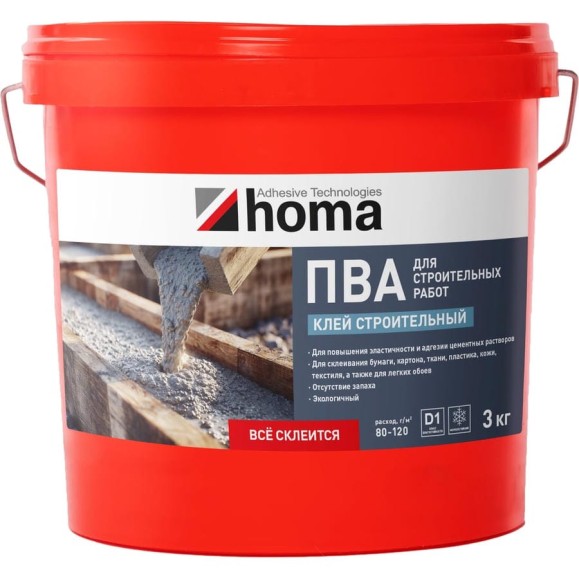 ПВА Клей строительный Homakoll ведро 3кг ПВА К строитель-03-19
