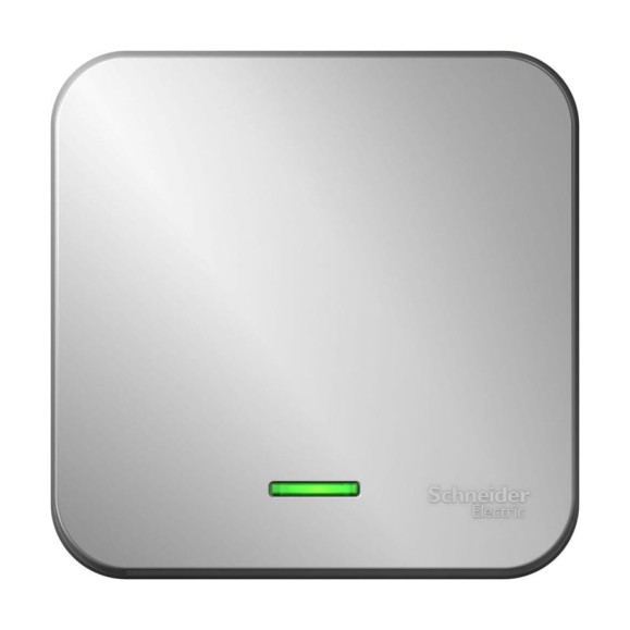 1-клавишный переключатель Systeme Electric Blanca о/у, с изол. пласт. алюминий, с подсветкой 10А BLNVA106113