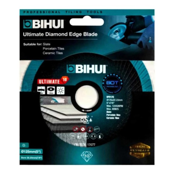Диск алмазный BIHUI Ultimate Edge 125мм, толщина 1.6мм, для резки и заусовки плитки под 45 DPD125 Диск алмазный BIHUI Ultimate Edge 125мм, толщина 1.6мм, для резки и заусовки плитки под 45 DPD125