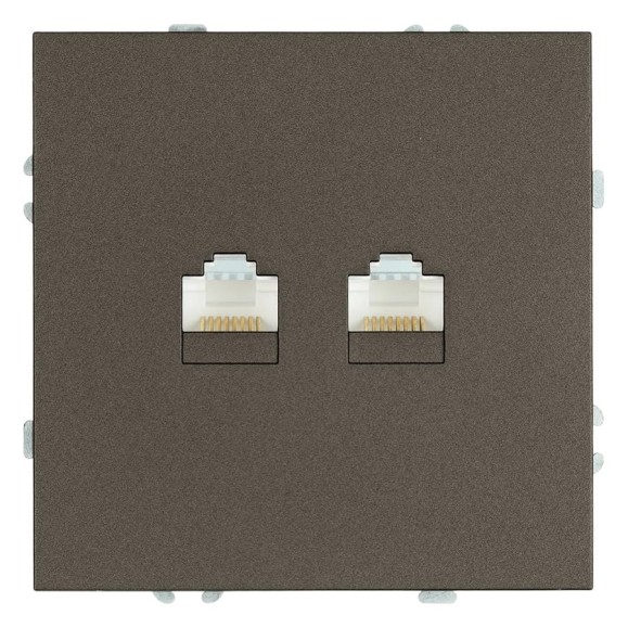 Розетка STEKKER компьютерная 2-местная RJ-45, механизм, серия Эмили, RST00-5111-09, антрацит, soft touch, 49926
