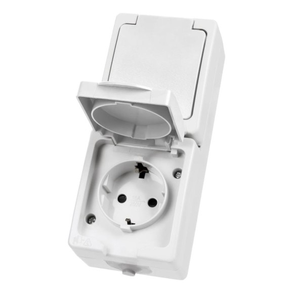 Розетка двойная TDM ELECTRIC белая 2П+З (вертикальная) открытой установки IP54 16А серия 