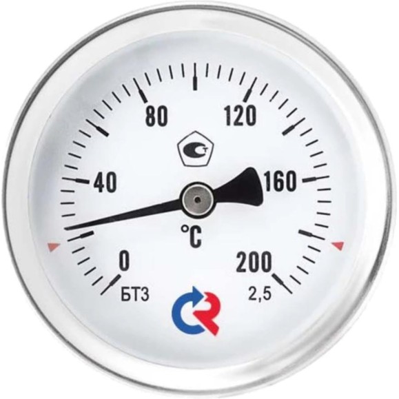 Термометр РОСМА БТ-31.211 осевой (0-100C) 2.5, L=64мм, с латунной гильзой, биметаллический D070-01077