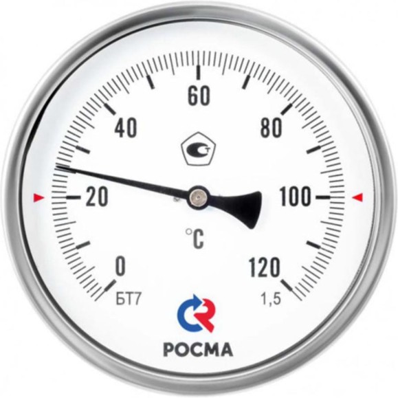Термометр РОСМА БТ-41.211 (-40-60C) L=150 G1/2 1.5 биметаллический 80мм, радиальный, гильза латунь D070-08680