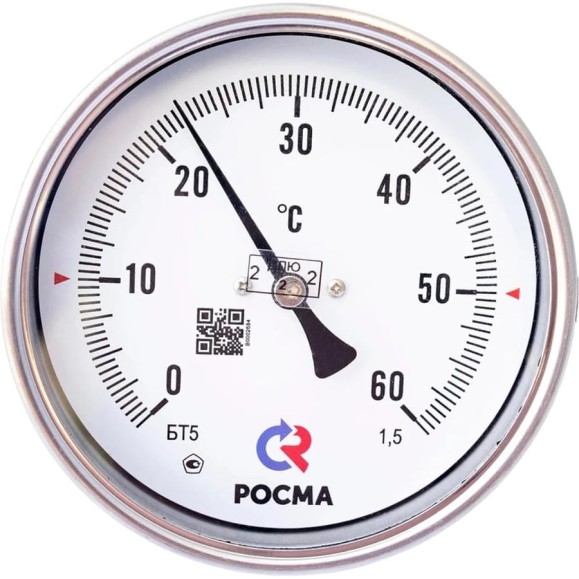 Термометр РОСМА БТ-51.211 осевой (0-60C) 1.5, L=250мм, с латунной гильзой, биметаллический D070-02101